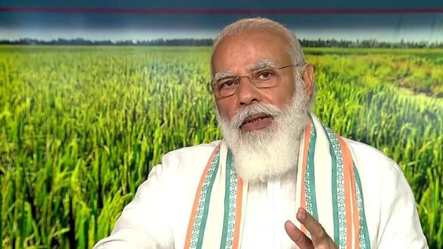 Prime Minister Narendra Modi addresses on the 75th anniversary of the Food and Agriculture Organization. He is scheduled to hold a dozen political rallies in Bihar.(ANI Photo)