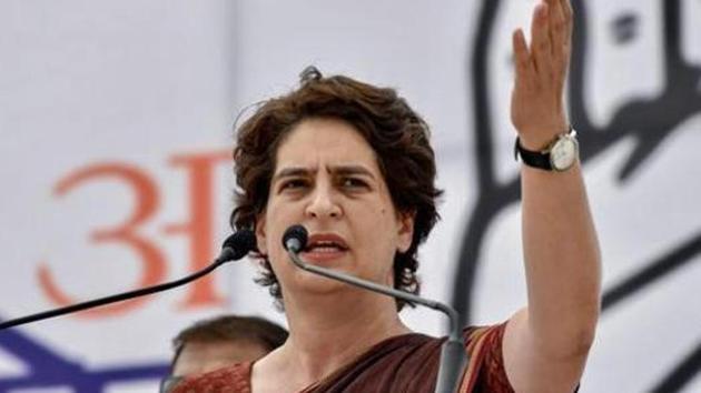 Congress General Secretary Priyanka Gandhi Vadra addresses a public meeting at Mandi Samiti Ground, Jarar, in Agra district, April 15, 2019. (Photo: PTI) Congress General Secretary Priyanka Gandhi Vadra addresses a public meeting at Mandi Samiti Ground, Jarar, in Agra district, April 15, 2019. (Photo: PTI)