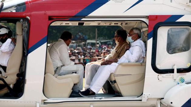 Bihar chief minister Nitish Kumar arrives for a public in Lakhisarai, Bihar, on October 15. (ANI) Bihar chief minister Nitish Kumar arrives for a public in Lakhisarai, Bihar, on October 15. (ANI)