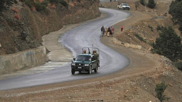 A file photo of Pakistani soldiers driving in the restive South Waziristan region near the Afghan border.(Reuters) A file photo of Pakistani soldiers driving in the restive South Waziristan region near the Afghan border.(Reuters)