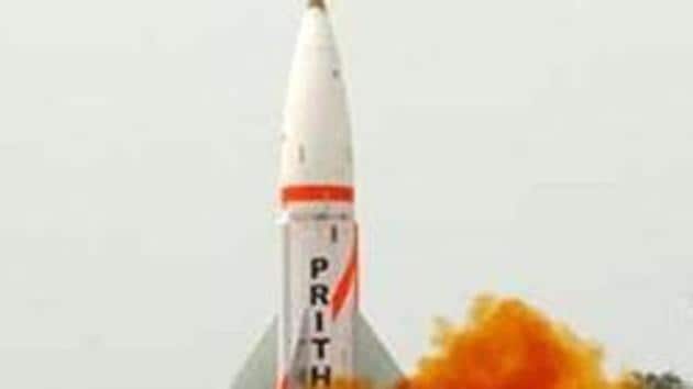 India successful test-fired its nuclear-capable missile Prithvi-II on Friday late evening as part of the strategic missile’s night trials (File photo: DRDO )