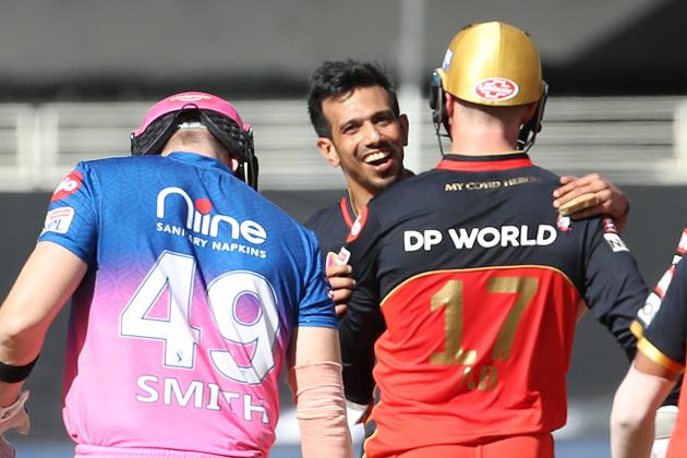 Yuzvendra Chahal celebrates.