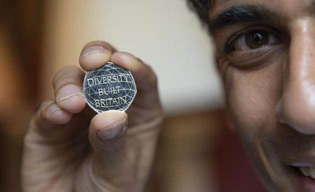 Image of chancellor Rishi Sunak holding the new 50 pence coin.(HM Treasury) Image of chancellor Rishi Sunak holding the new 50 pence coin.(HM Treasury)