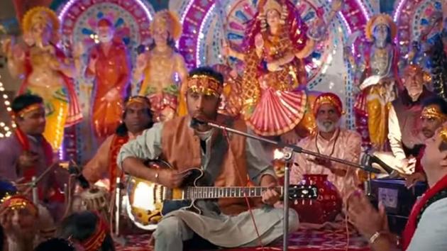 Ranbir Kapoor in a still from the Sherawali song. Ranbir Kapoor in a still from the Sherawali song.