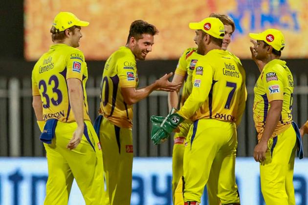 Sharjah: Chennai Super Kings (CSK) bowler Deepak Chahar celebrates the wicket of Delhi Capitals (DC) batsman Ajinkya Rahane during the Indian Premier League (IPL) T20 cricket match, at the Sharjah Cricket Stadium in Sharjah, Saturday, Oct. 17, 2020. (PTI Photo/Sportzpics for BCCI)(PTI17-10-2020_000208A) (PTI)