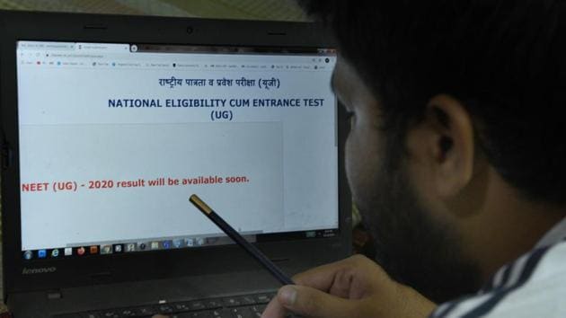 Over 15.9 lakh candidates had registered for the highly competitive entrance exam, to secure admissions to medical colleges, and over 13.6 lakh had appeared for the exam.(Arvind Yadav/HT Photo)