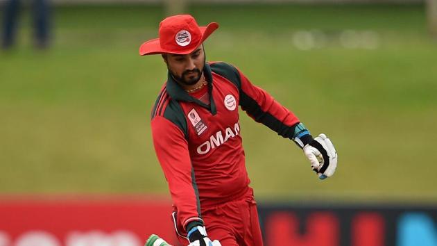 Jatinder Singh, Oman, scores a run against Namibia.(Corbis/Sportsfile via Getty Images)