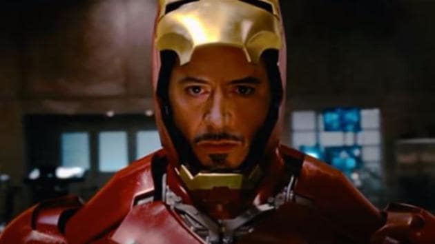 Robert Downey Jr in a still from the first Iron Man movie.