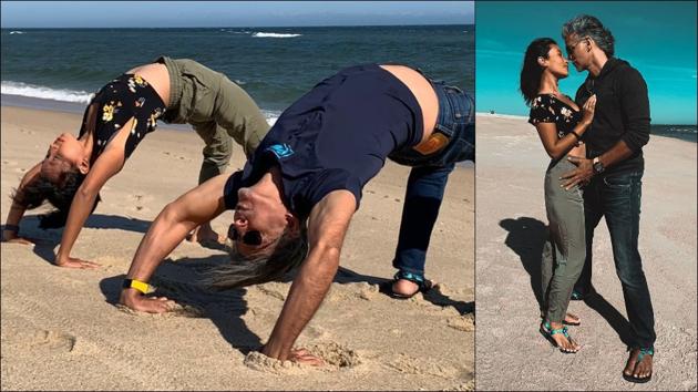 Milind Soman-Ankita Konwar are travel, couple and fitness goals all in these pictures by the Atlantic Ocean(Instagram/ankita_earthy/milindrunning) Milind Soman-Ankita Konwar are travel, couple and fitness goals all in these pictures by the Atlantic Ocean(Instagram/ankita_earthy/milindrunning)