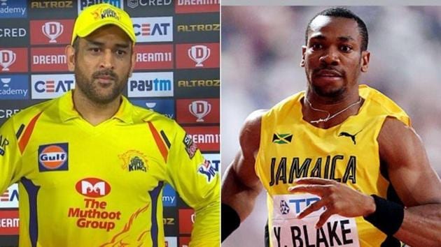 Photos of MS Dhoni and Yohan Blake(Twitter)