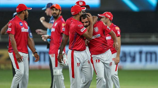 Dubai: Kings XI Punjab player Mohammed Shami during the Indian Premier League (IPL) T20 cricket match against Mumbai Indians (MI), at Dubai International Cricket Stadium in Dubai, Sunday, Oct. 18, 2020. (PTI Photo/Sportzpics for BCCI)(PTI19-10-2020_000002B) (PTI)