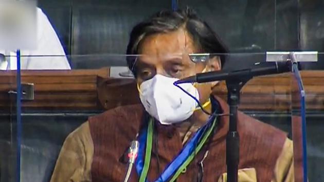 Congress MP Shashi Tharoor in the Lok Sabha during Monsoon Session of Parliament. (PTI) Congress MP Shashi Tharoor in the Lok Sabha during Monsoon Session of Parliament. (PTI)
