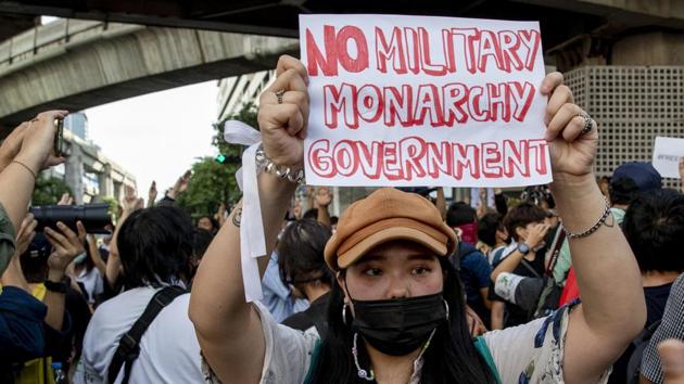The mostly young protesters have gathered en masse across Bangkok the past six days to push their demands, which also include a controversial call for reform of the monarchy. (AP file photo) The mostly young protesters have gathered en masse across Bangkok the past six days to push their demands, which also include a controversial call for reform of the monarchy. (AP file photo)