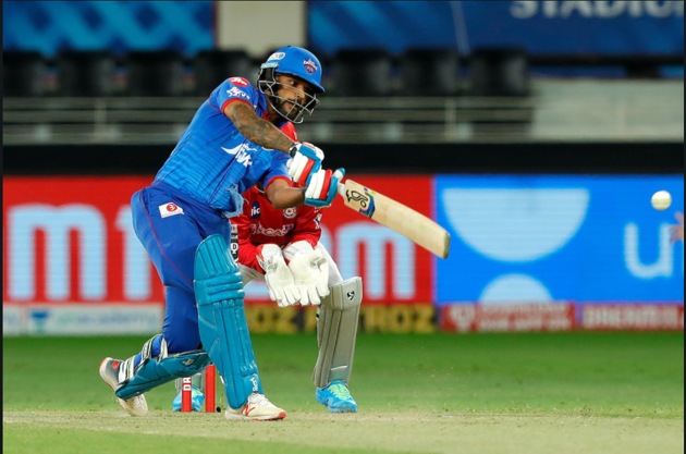 Shikhar Dhawan hits a shot. (IPL/Twitter)