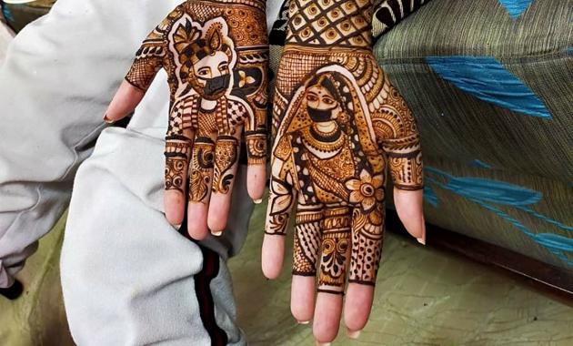 To-be-brides, and newly weds prepping for Karwa Chauth are opting for masked figures in their mehendi designs, this festive season, amid Covid-19 pandemic.