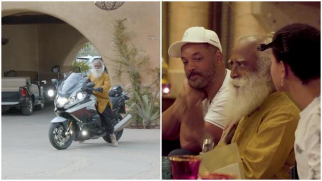 Will Smith with Sadhguru and Willow in America.