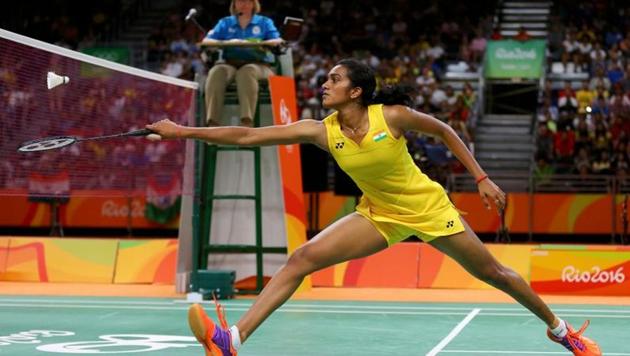 P.V. Sindhu (IND) of India plays against Carolina Marin (ESP) of Spain.(Action Images / Reuters)