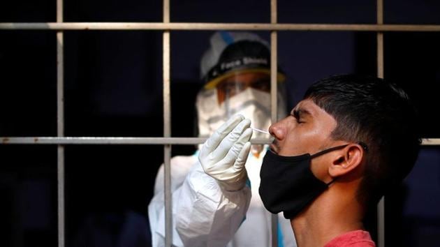 Ghaziabad conducted a total of 3,90,035 tests for the Sars-Cov-2 till October 17, and has an overall test positivity rate of about 4.36%.(Reuters Photo. Representative image) Ghaziabad conducted a total of 3,90,035 tests for the Sars-Cov-2 till October 17, and has an overall test positivity rate of about 4.36%.(Reuters Photo. Representative image)