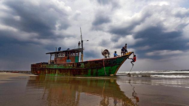 Chennai: Children play on a vessel in the backdrop of gathering rain. Representational image. (PTI) Chennai: Children play on a vessel in the backdrop of gathering rain. Representational image. (PTI)