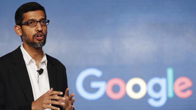 In this photo, Google CEO Sundar Pichai speaks during a news conference in New Delhi.(AP) In this photo, Google CEO Sundar Pichai speaks during a news conference in New Delhi.(AP)