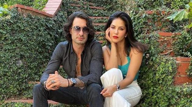 Sunny Leone poses with husband Daniel Weber.