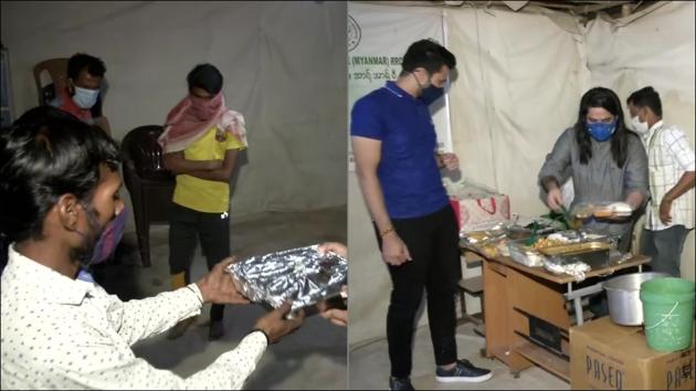 Delhi restaurateurs distribute food among Rohingya refugees on Navratri(Twitter/ANI)