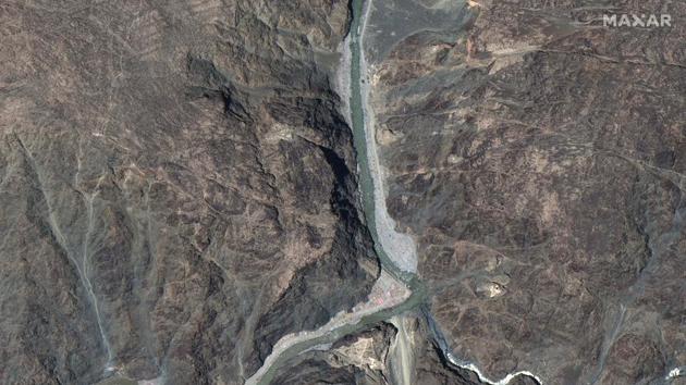 This handout satellite image taken on June 22, 2020, released by Maxar Technologies shows the Line of Actual Control (LAC) and Patrolling Point 14 in the eastern Ladakh sector, the border between India and China(AFP)