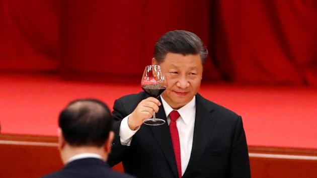 Chinese President Xi Jinping at the National Day reception on the eve of the 71st anniversary of the founding of the People's Republic of China in Beijing, China on September 30, 2020.(Reuters Photo)