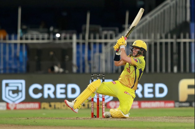 Sam Curran hits a shot. (IPL/Twitter)