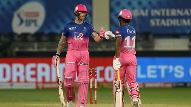 IPL 2020: Ben Stokes and Sanju Samson during their partnership.(IPL/Twitter)