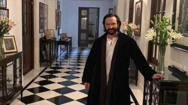 Saif Ali Khan poses at the Pataudi Palace.