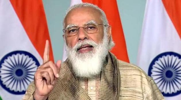 Prime Minister Narendra Modi is seen during a video conference in New Delhi on Thursday. PM Modi will virtually inaugurate three key projects in Gujarat on Saturday. (ANI Photo) Prime Minister Narendra Modi is seen during a video conference in New Delhi on Thursday. PM Modi will virtually inaugurate three key projects in Gujarat on Saturday. (ANI Photo)