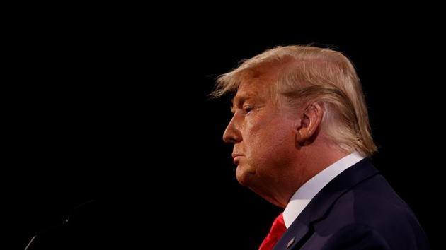 US President Donald Trump during the third and final presidential debate with Democratic presidential nominee Joe Biden at Belmont University in Nashville, Tennessee, US on October 22, 2020. (Reuters Photo) US President Donald Trump during the third and final presidential debate with Democratic presidential nominee Joe Biden at Belmont University in Nashville, Tennessee, US on October 22, 2020. (Reuters Photo)