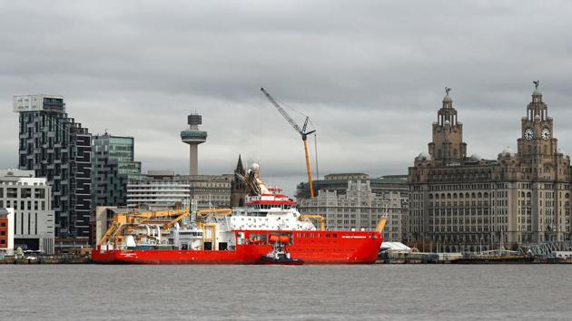 The RRS (Royal Research Ship) Sir David Attenborough departs Cammell Laird shipyard, in Liverpool, Britain. (REUTERS) The RRS (Royal Research Ship) Sir David Attenborough departs Cammell Laird shipyard, in Liverpool, Britain. (REUTERS)