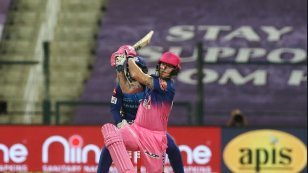 Ben Stokes hitting a six. (IPL/Twitter)