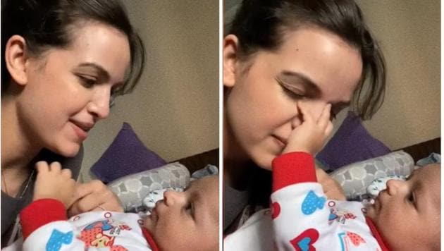 Natasa Stankovic with son Agastya. Natasa Stankovic with son Agastya.