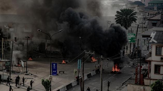 Violence, particularly in the commercial capital Lagos, escalated after demonstrators were shot on Tuesday night (UnEarthical via REUTERS) Violence, particularly in the commercial capital Lagos, escalated after demonstrators were shot on Tuesday night (UnEarthical via REUTERS)