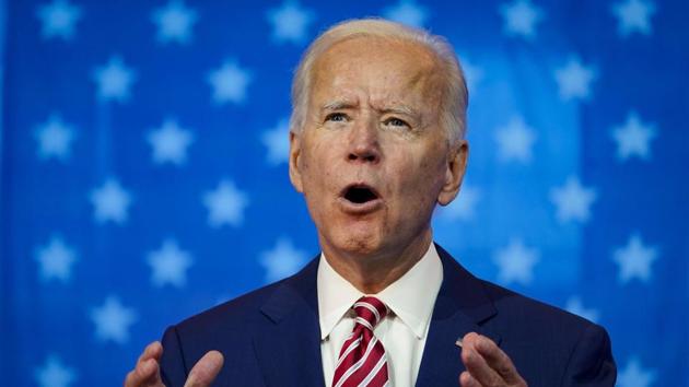 Democratic presidential nominee Joe Biden speaks about his plans for combatting the coronavirus pandemic at The Queen theater on October 23.(AFP)