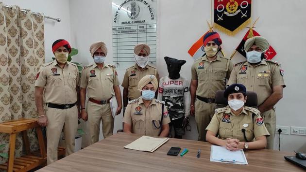 The accused in police custody in Ludhiana on Monday. (HT PHOTO) The accused in police custody in Ludhiana on Monday. (HT PHOTO)