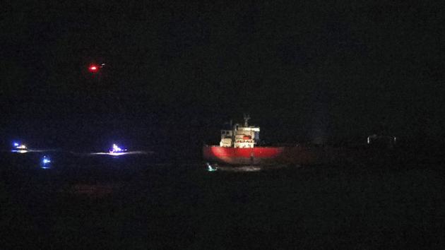 The ship was around six miles off the Isle of Wight on England’s south coast, police added.(via AP)