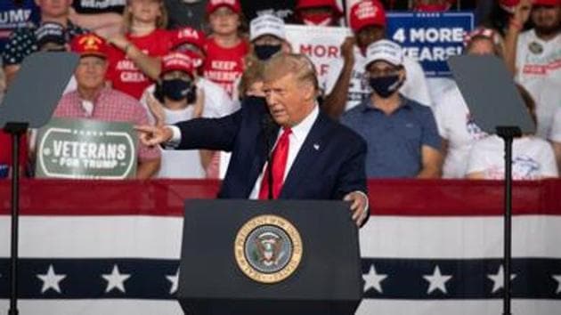The final week of the campaign is colliding with deepening concerns about a public health crisis in the US, President Donald Trump is eager for voters to focus on almost anything else, worried that he will lose if the election becomes a referendum on his handling of the pandemic.(Bloomberg file photo)