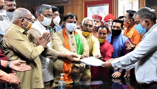 Veteran Uttarakhand BJP Leader Naresh Bansal Files Nomination Papers ...