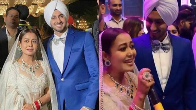 Neha Kakkar and Rohanpreet Singh during their wedding reception.