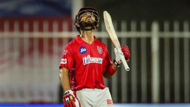 Mandeep Singh of Kings XI Punjab after scoring fifty runs during Indian Premier League (IPL) cricket match against Kolkata Knight Riders, in Sharjah.(PTI)