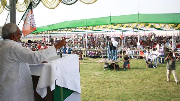 The JD(U)-NDA alliance with chief minister Nitish Kumar has been ruling Bihar since 2017 and is looking for a second term as results of all phases would be declared on November 10. (HT Photo) The JD(U)-NDA alliance with chief minister Nitish Kumar has been ruling Bihar since 2017 and is looking for a second term as results of all phases would be declared on November 10. (HT Photo)