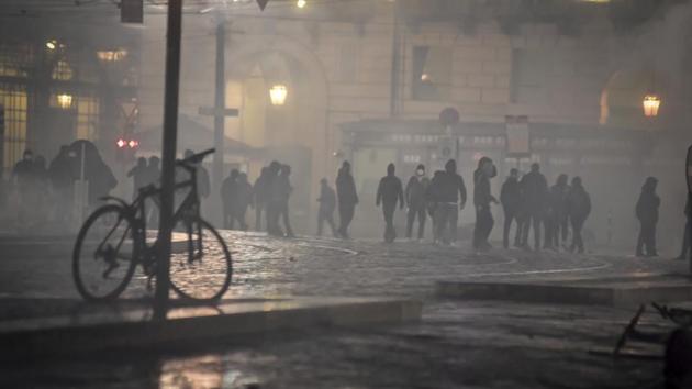 Triggering the violence in Turin were a group of “ultras,” as violent soccer fans are known, the LaPresse news agency said. It said five of the protesters were detained by authorities. (AP Photo) Triggering the violence in Turin were a group of “ultras,” as violent soccer fans are known, the LaPresse news agency said. It said five of the protesters were detained by authorities. (AP Photo)