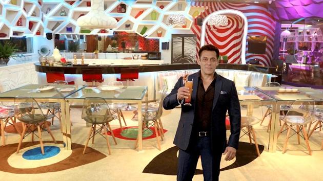 Actor Salman Khan on the set of Bigg Boss season 14, in Mumbai.(File photo)