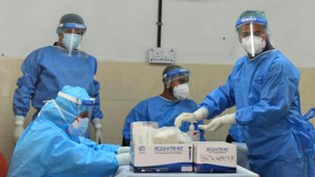 With 10, 66,786 tests in the last 24 hours, the total number of tests conducted has surpassed 10.5 crore mark (10,54,87,680), as per Union Health Ministry.(Raj K Raj/HT file photo) With 10, 66,786 tests in the last 24 hours, the total number of tests conducted has surpassed 10.5 crore mark (10,54,87,680), as per Union Health Ministry.(Raj K Raj/HT file photo)