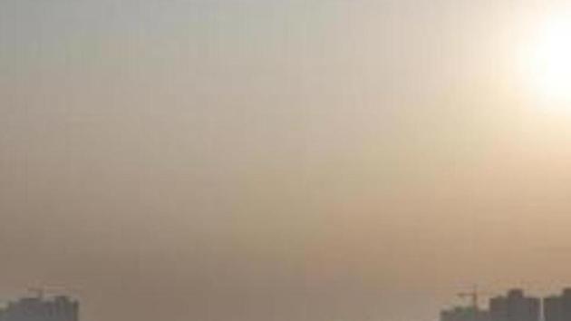 Morning haze envelops the skyline on the outskirts of New Delhi earlier this month.(File photo)