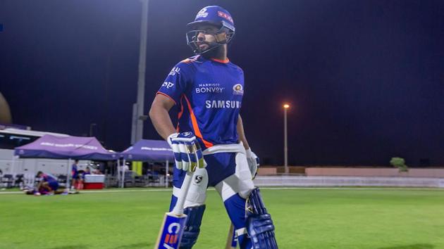 Rohit Sharma was practicing in the nets the day India’s squads for the Australia tour were announced.(Mumbai Indians/Twitter) Rohit Sharma was practicing in the nets the day India’s squads for the Australia tour were announced.(Mumbai Indians/Twitter)